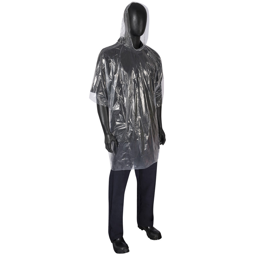 0.02mm PE Clear Hooded Poncho 50x80