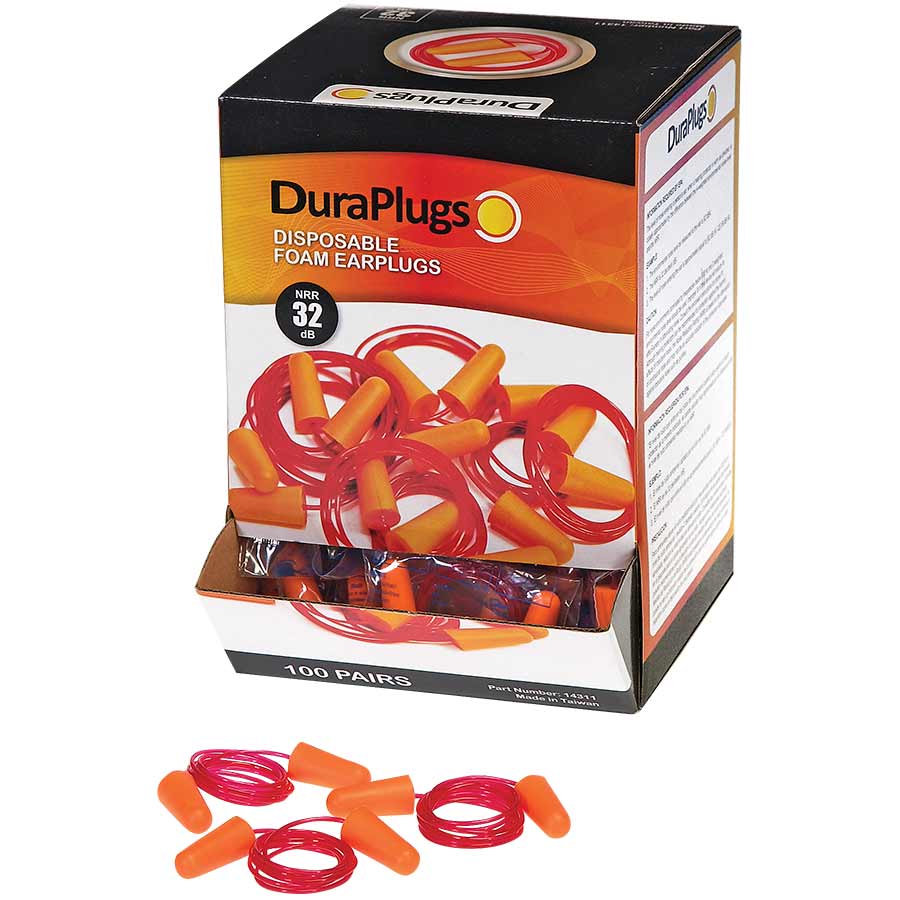 Corded PU Earplug, Orange, NRR 32db