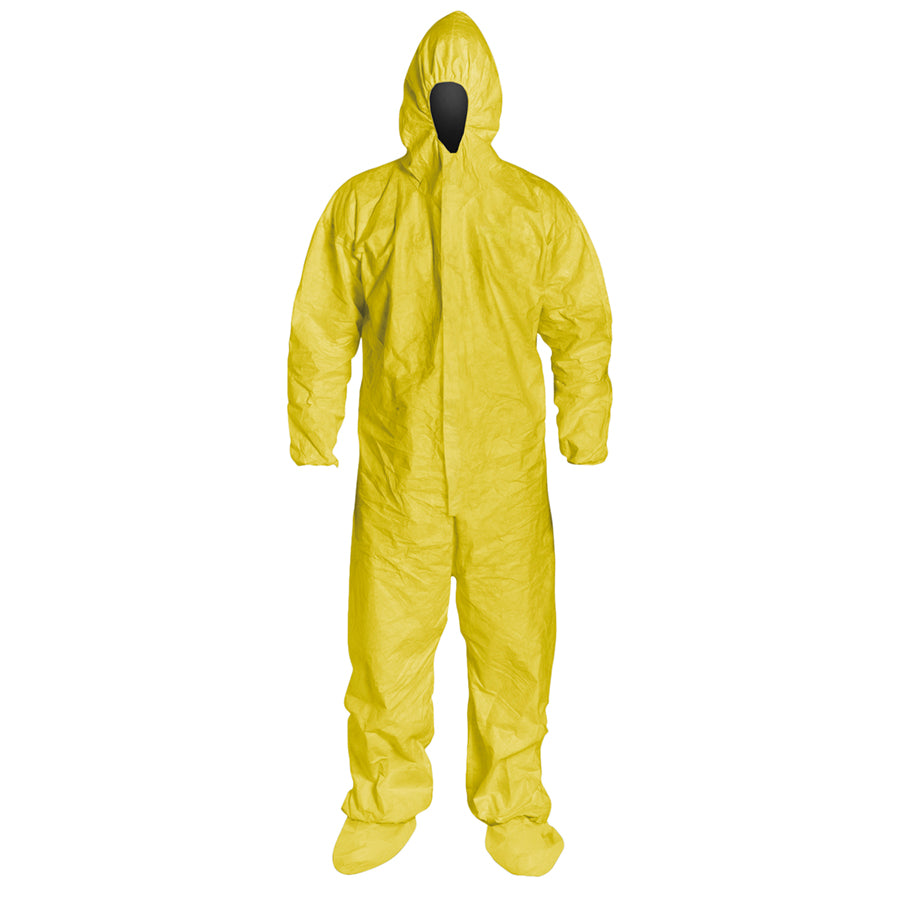 Heavy Yellow PE Coated Cvrl Hood & Boots Large 25 Pcs/cs