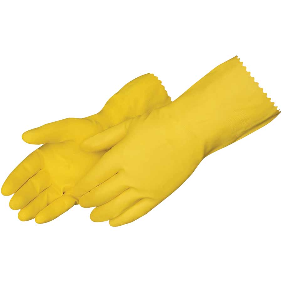 Yellow Household F/lined Latex Size S, Household Flock Lined