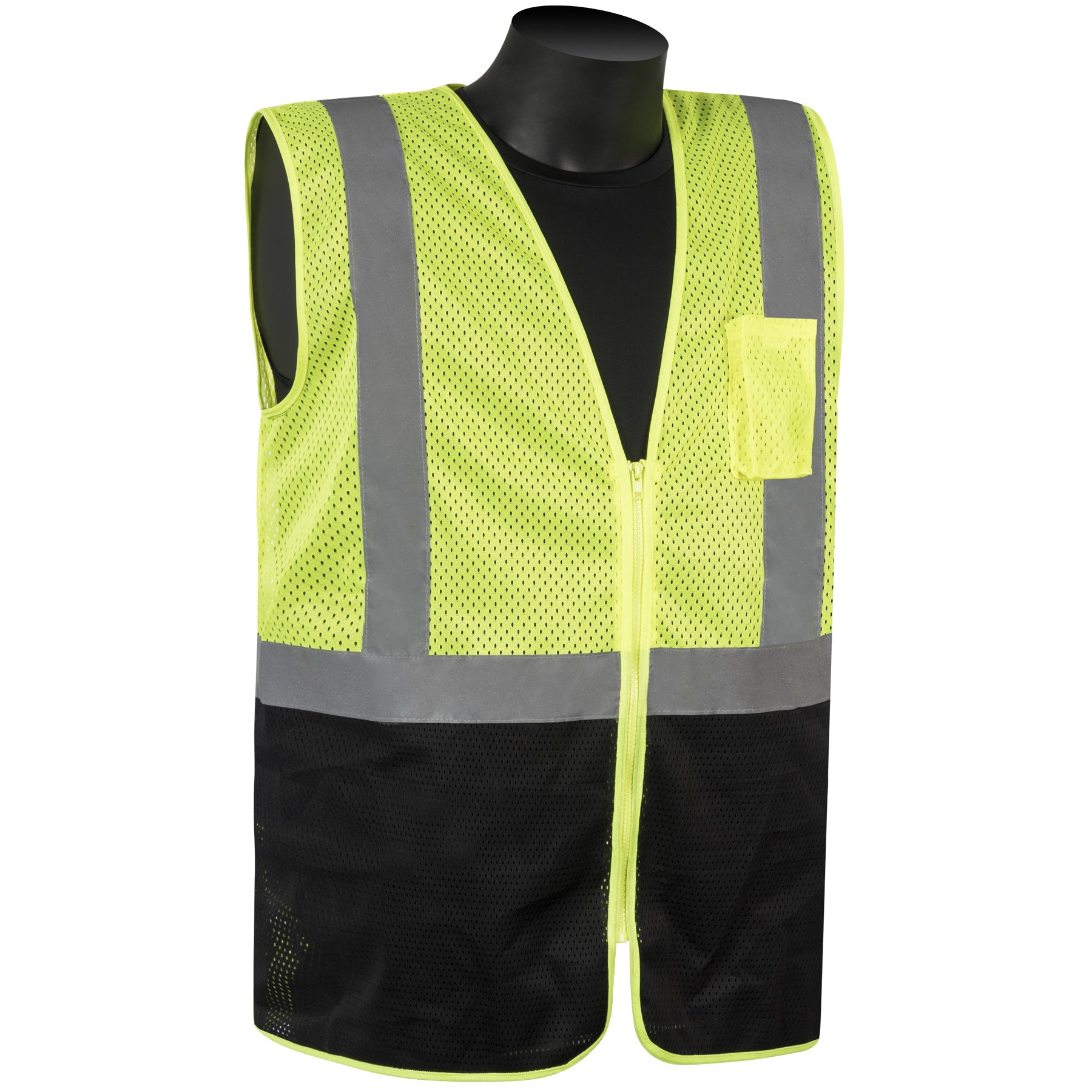 Class2 GRN W/blk Bttm 2" Silv ZIP M "fluorescent Lime Green Mesh F