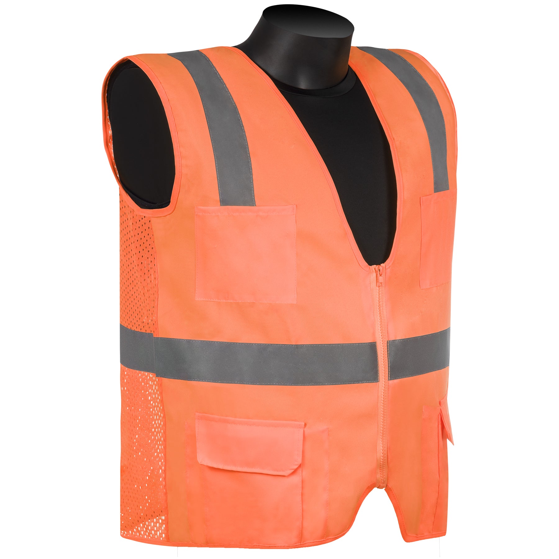 CLASS2 ORANGE MESH BACK SOLID FR 2" "Fluorescent orange solid fron