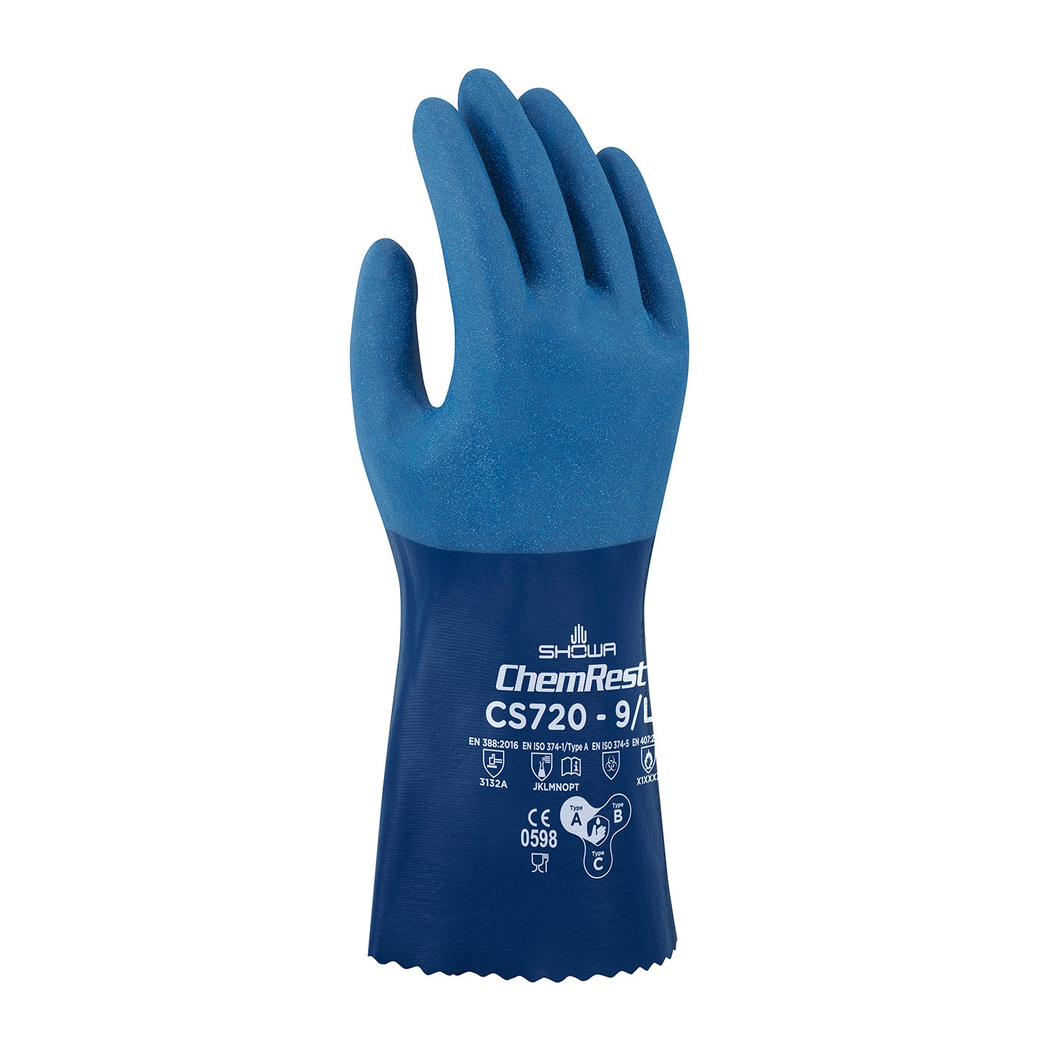 Cs720 Atlas 12" Nitrile Rough Grip "blue - 12"" Gauntlet - Double