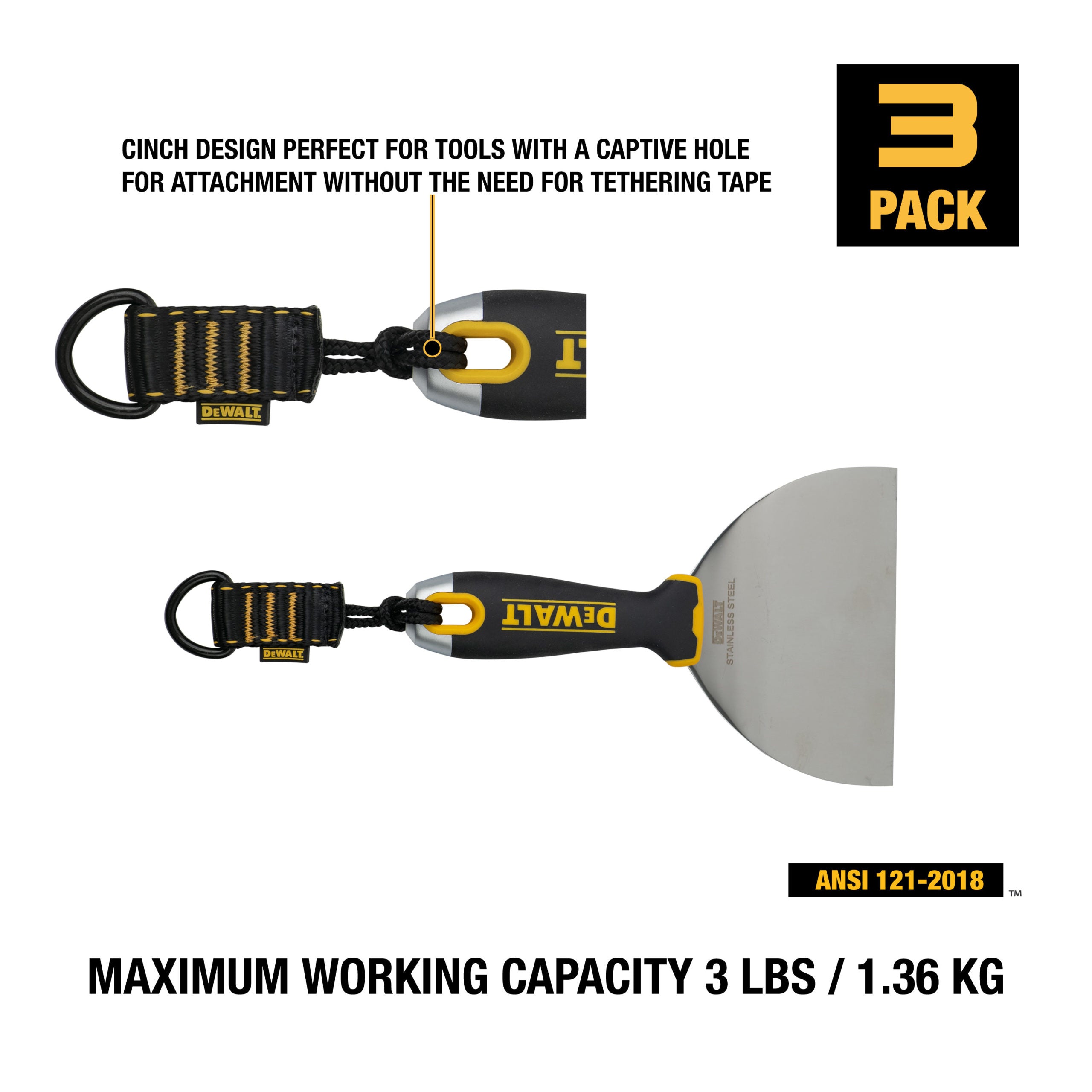 DEWALT Cinch Loop Attachment,  up to 5 lbs.(2.3kg) – 3 pack