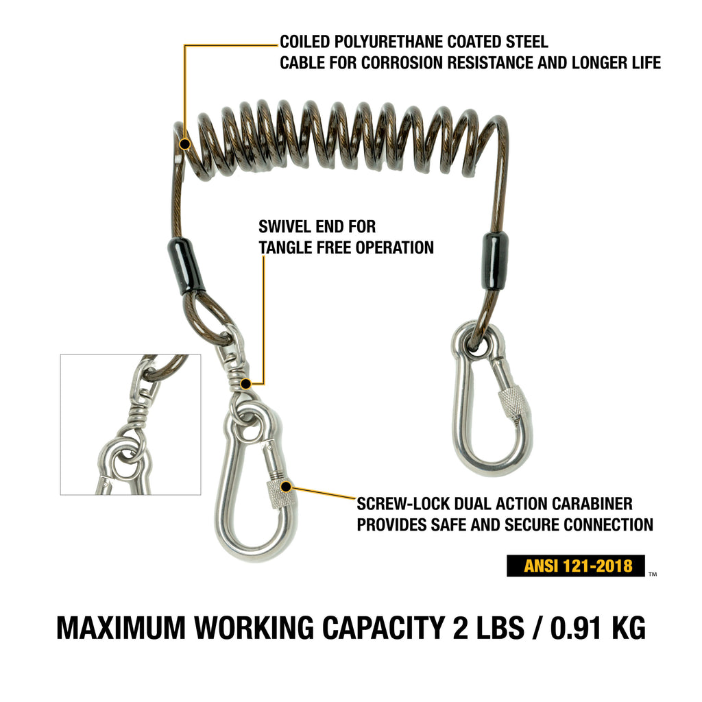 DEWALT Coiled Tool Lanyard 2 lbs.(0.91 kg) capacity