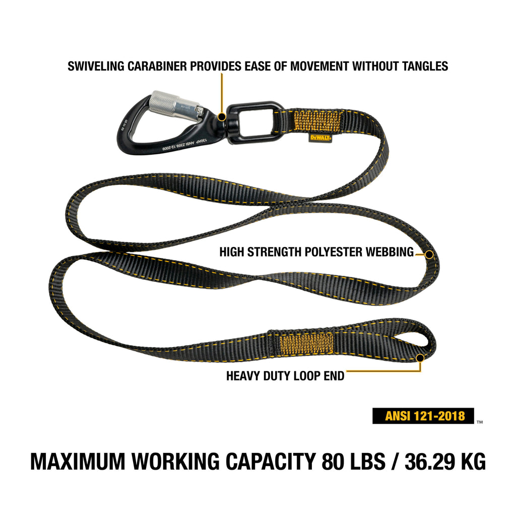 DEWALT Single Leg Tool Lanyard, 80 lbs. (36.2 kg) capacity