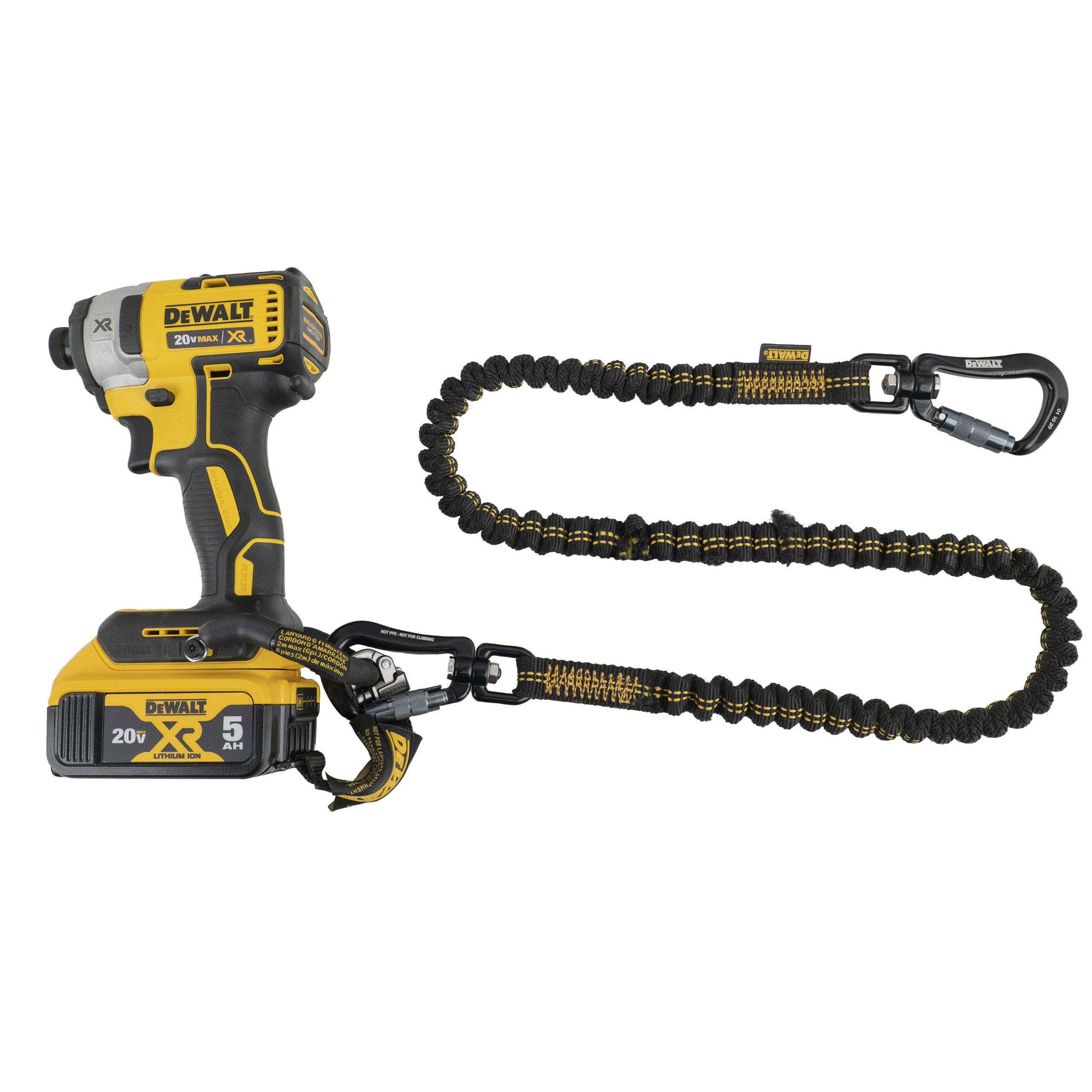 DEWALT Power Tool Lanyard with Dual Carabiner  75 in.( 1.90m), 15 lbs. (6.8 kg) capacity