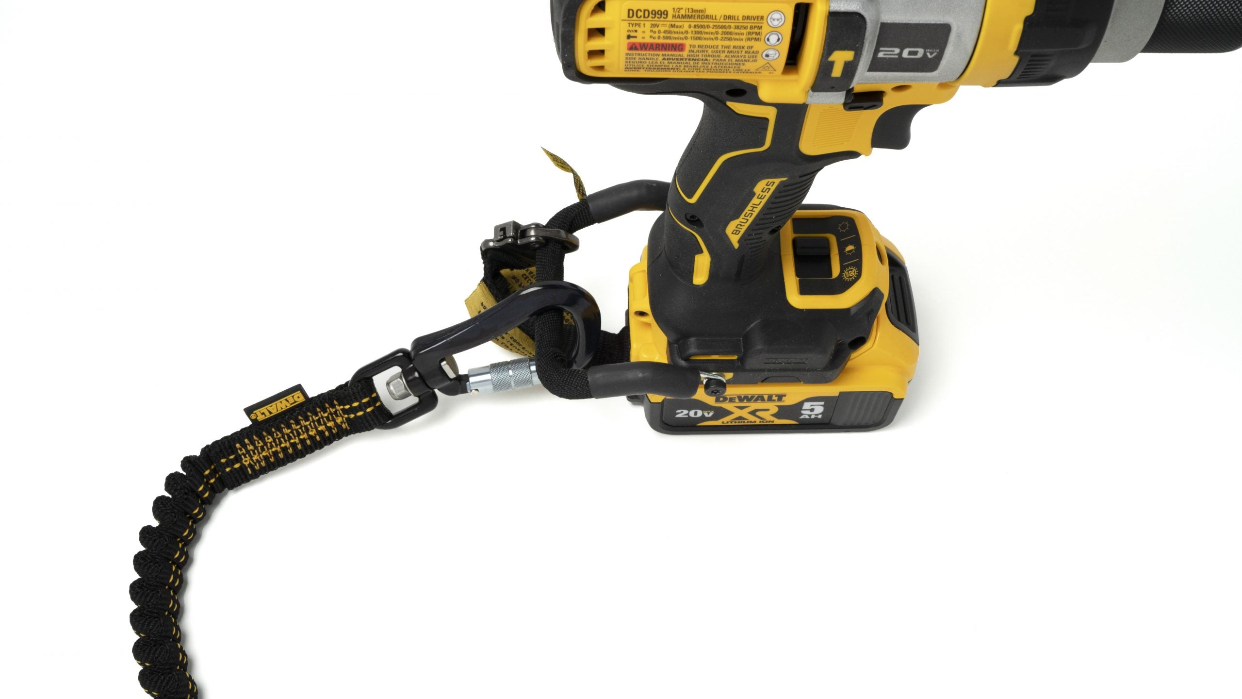 DEWALT Power Tool Lanyard with Dual Carabiner  38 in. (0.96 m), 15 lbs. (6.8 kg) capacity