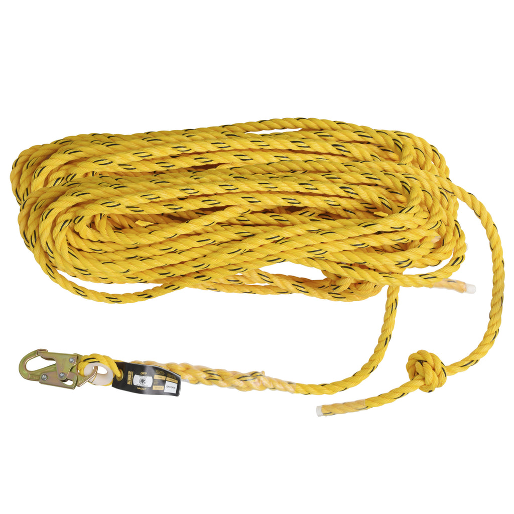 DEWALT 100 ft. ( 30.5 m) Vertical Lifeline Polysteel Rope with Snap Hook and Taped End