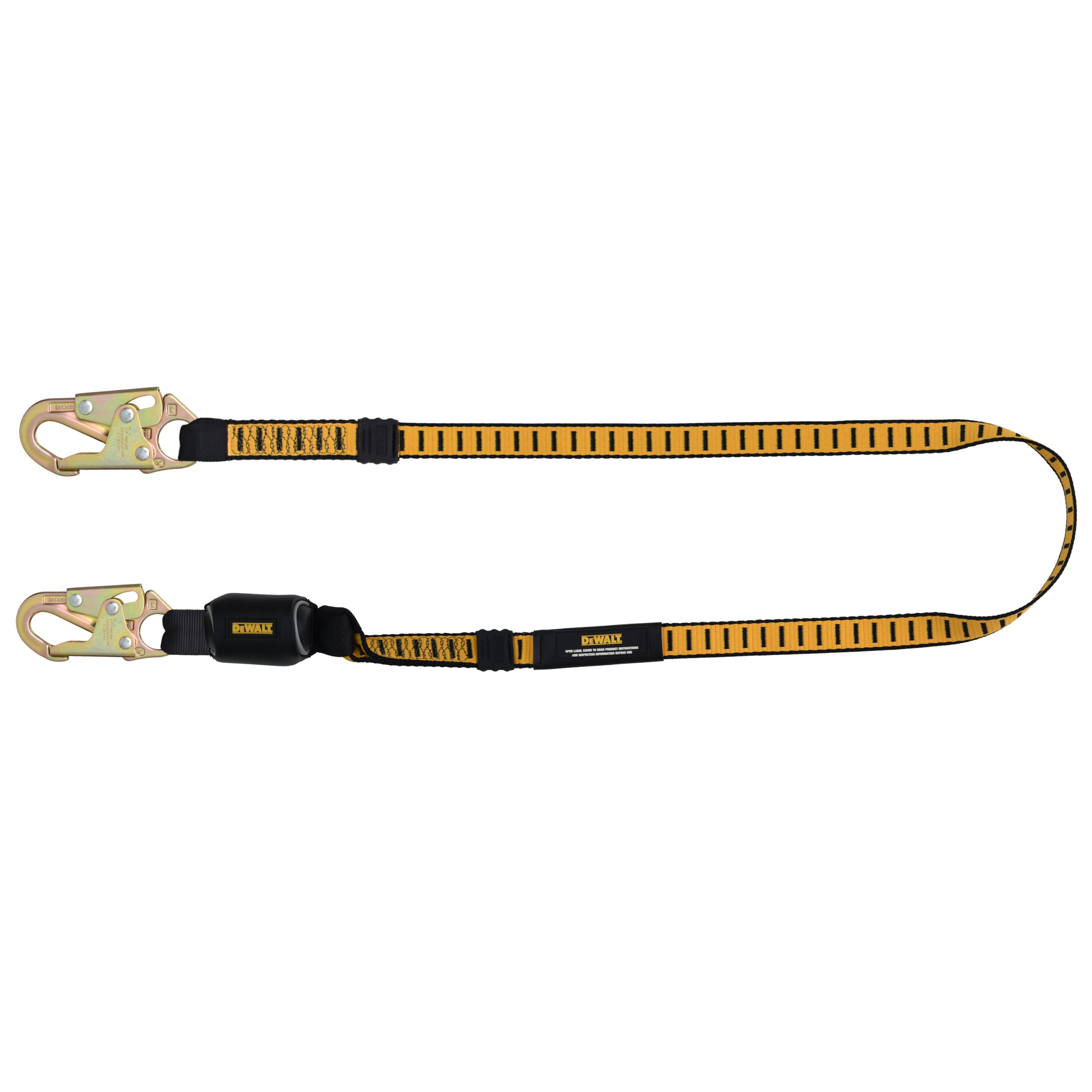 DEWALT 6 ft.(1.8 m) Single Lanyard, External Absorber, 12-Foot (3.2 m) Free fall Lanyard with Steel Snap hooks on Both Ends