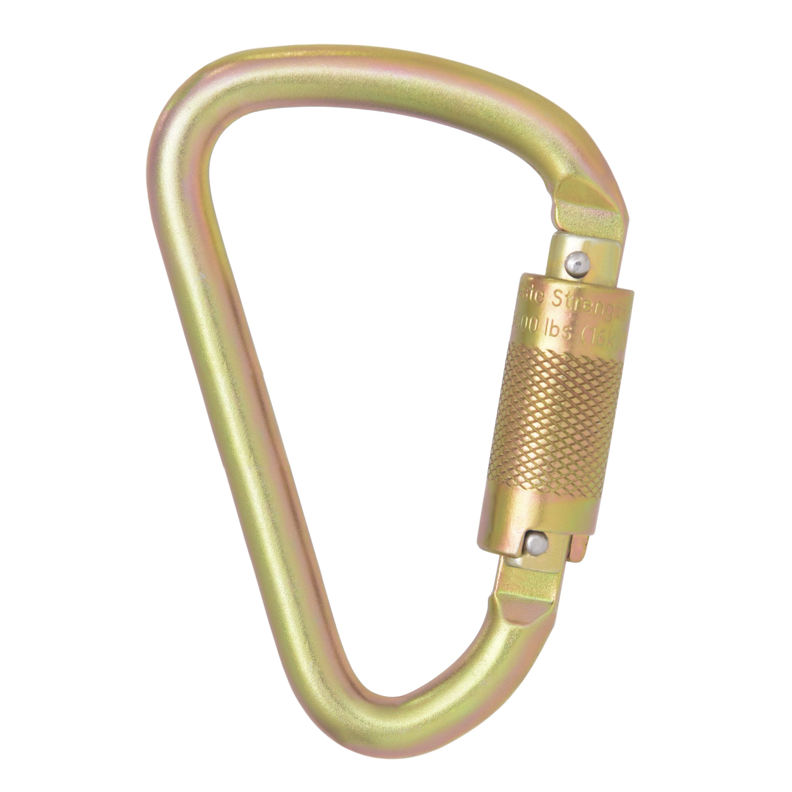 DEWALT Carabiner Standard Self-Locking, Steel,  1⁄4 in.(6.35 mm.) Turn,  1 in. (25 mm.) Gate Opening – ANSI