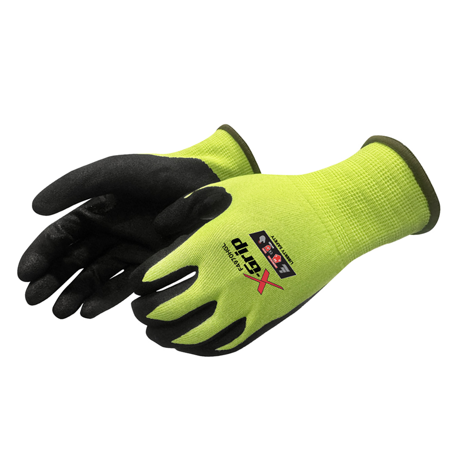 Hi-vis GRN Shell, Black Sandy Nitrile, Xs, Touch Screen,re- Enforced Thumb Crotch,a6 18g