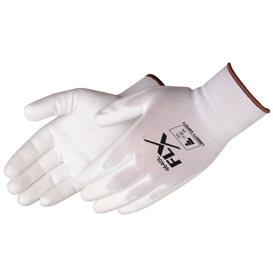 White Nylon GLV W/wt PU Palm C Tg,xs