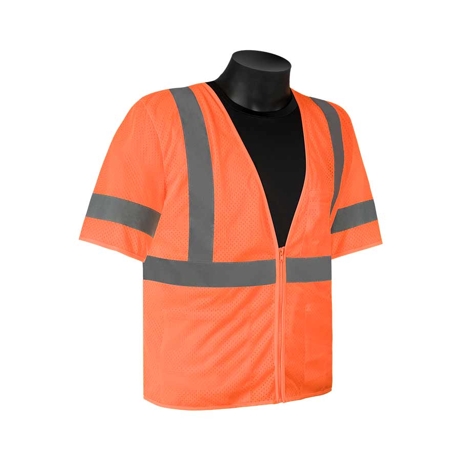 Cls3 Mesh Orange 2"silv FR ZIP M "fluorescent Orange Mesh Fabri