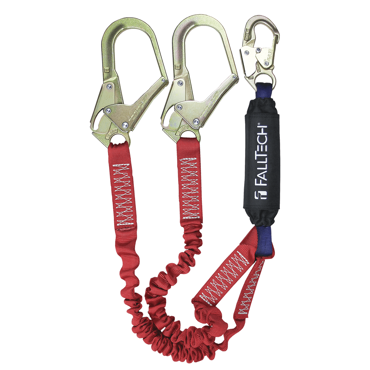 6' Ironman® 12' free fall Elasticated Energy Absorbing Lanyard, Double-leg with Steel Connectors