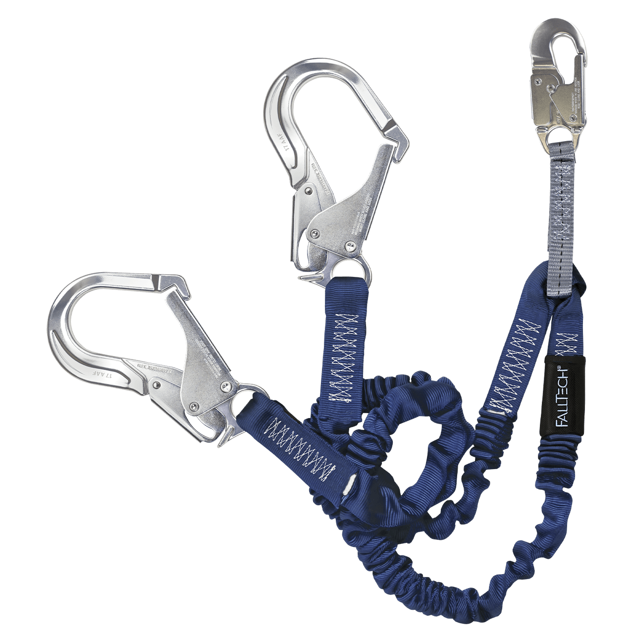 4½' to 6' ElasTech® Energy Absorbing Lanyard, Double-leg with Aluminum Rebar Hooks