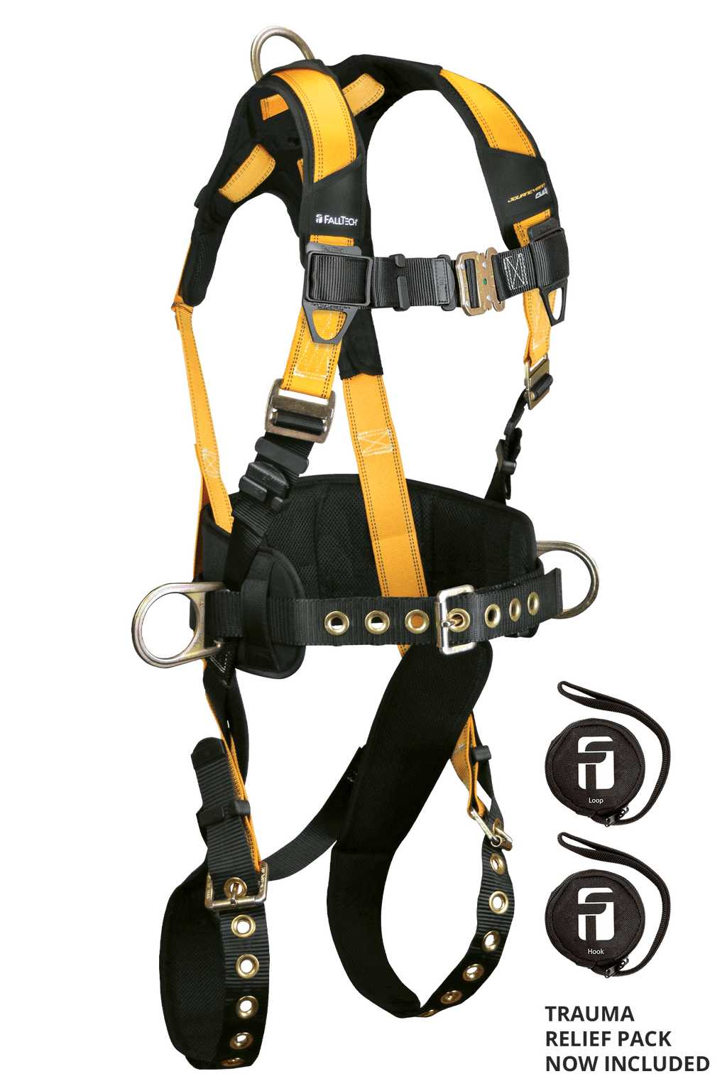 Journeyman Flex® Steel 3D Construction Belted Full Body Harness, Tongue Buckle Leg Adjustment
