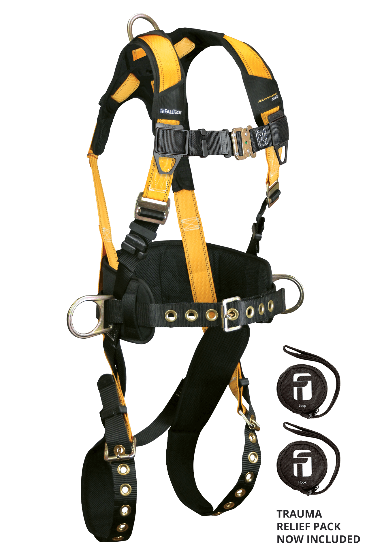 Journeyman Flex® Steel 3D Construction Belted Full Body Harness, Tongue Buckle Leg Adjustment