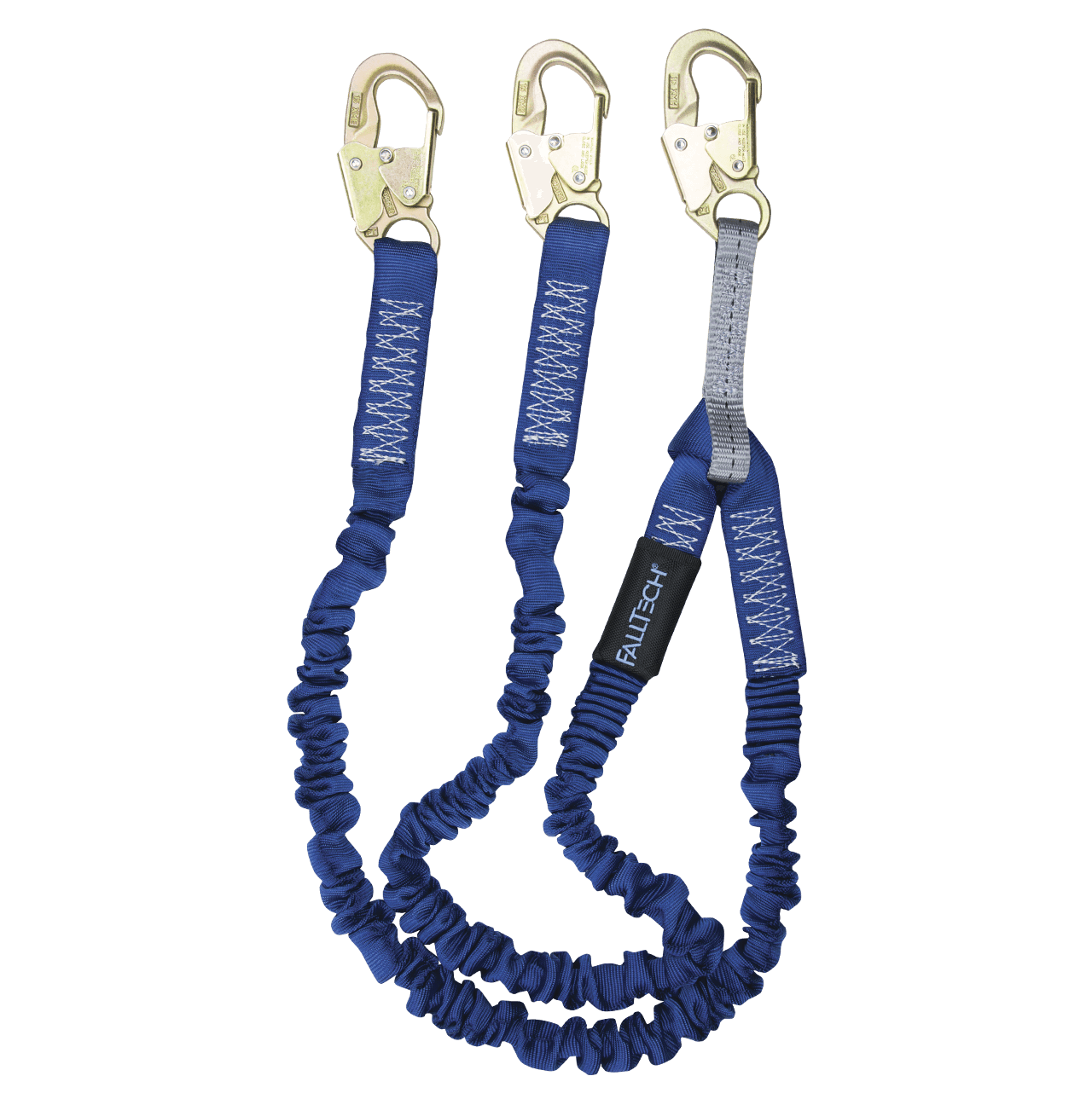 4½' to 6' ElasTech® Energy Absorbing Lanyard, Double-leg with Steel Snap Hooks