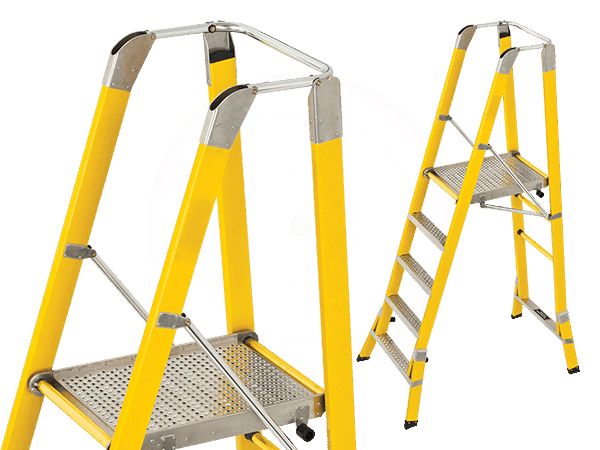 CorrosionMaster 550mm Step Platform Ladder (316 Stainless/FG) - FPS 0.6