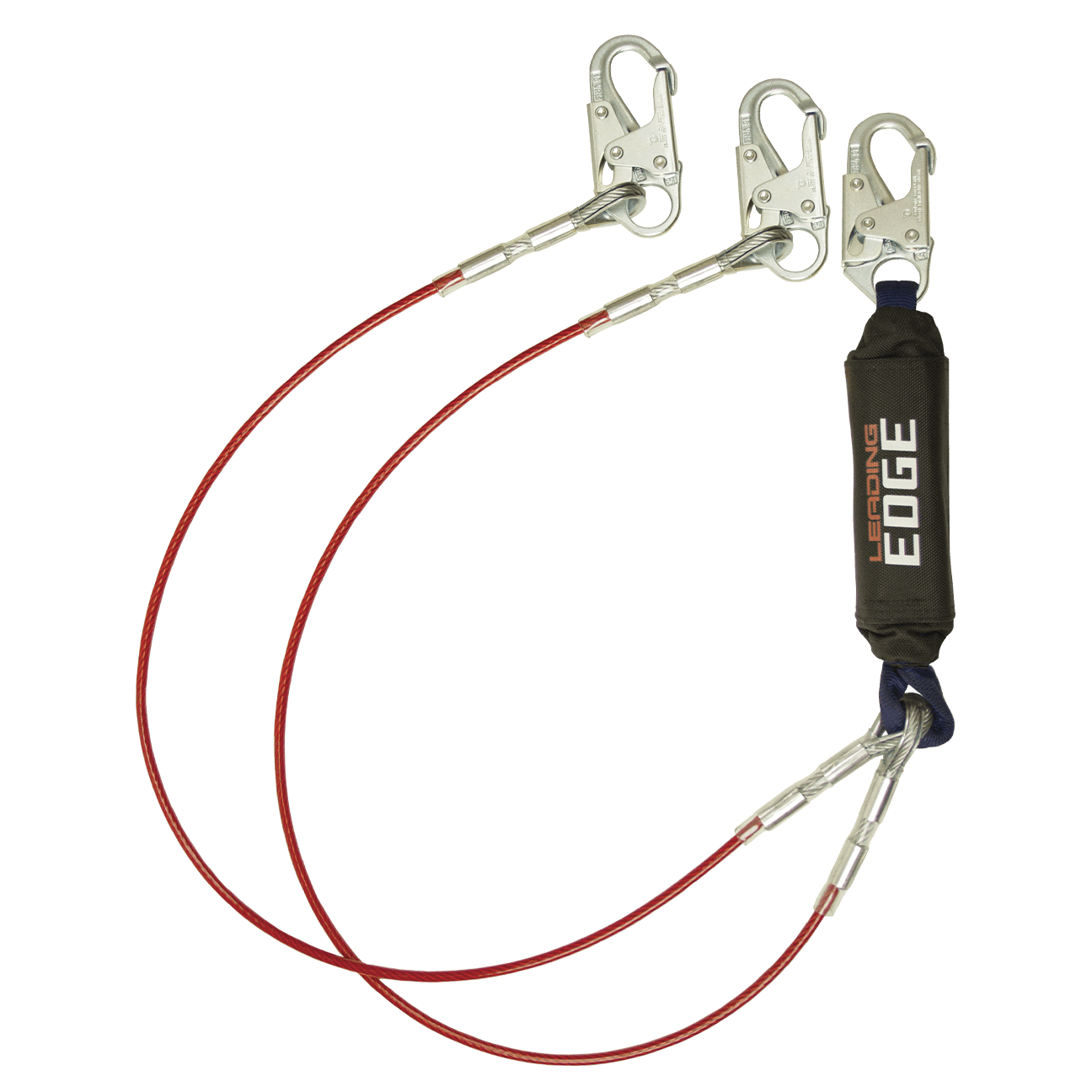 6' Leading Edge Cable Energy Absorbing Lanyard, Double-leg with Steel Snap Hooks