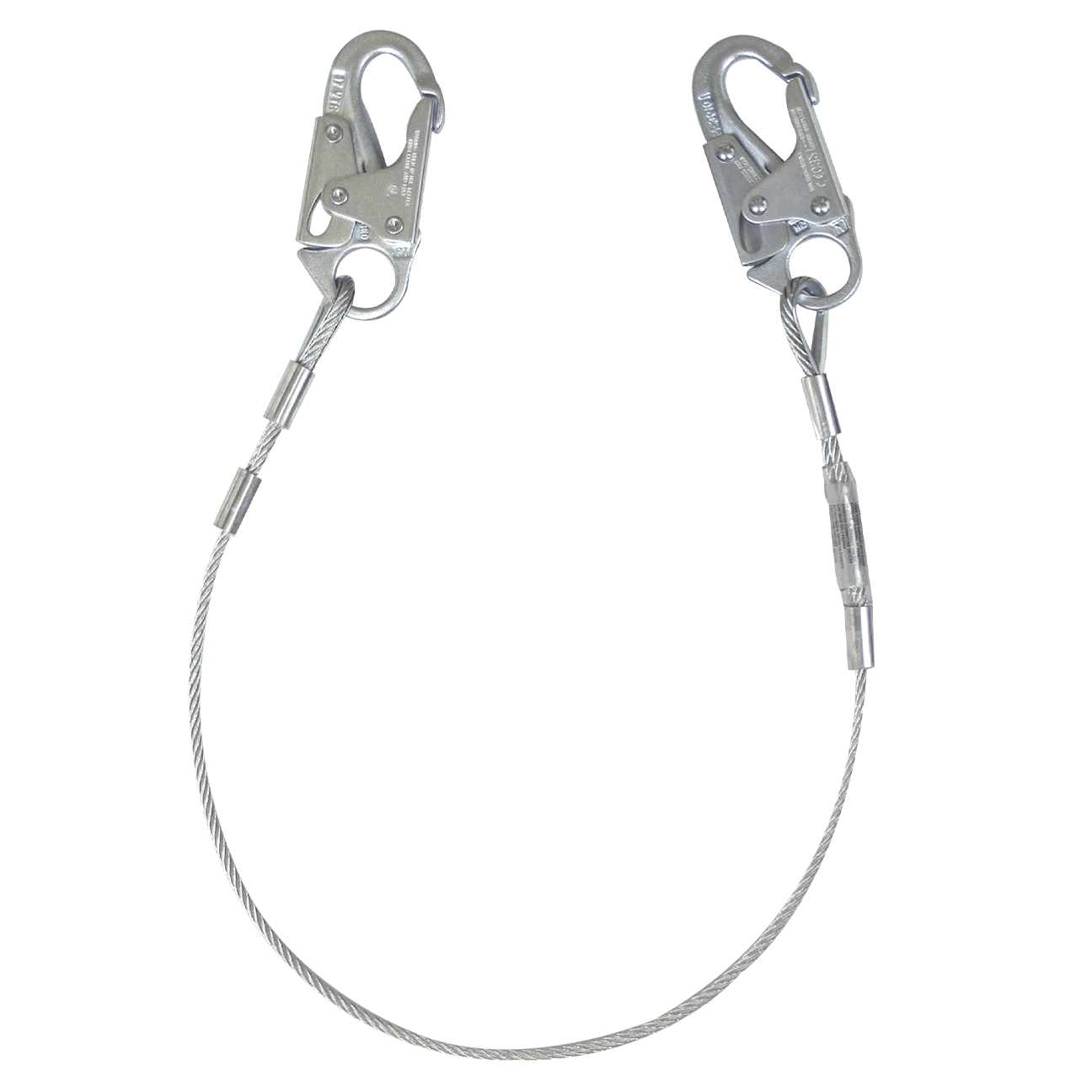 4' Cable Restraint Lanyard, Fixed-length with Steel Snap Hooks
