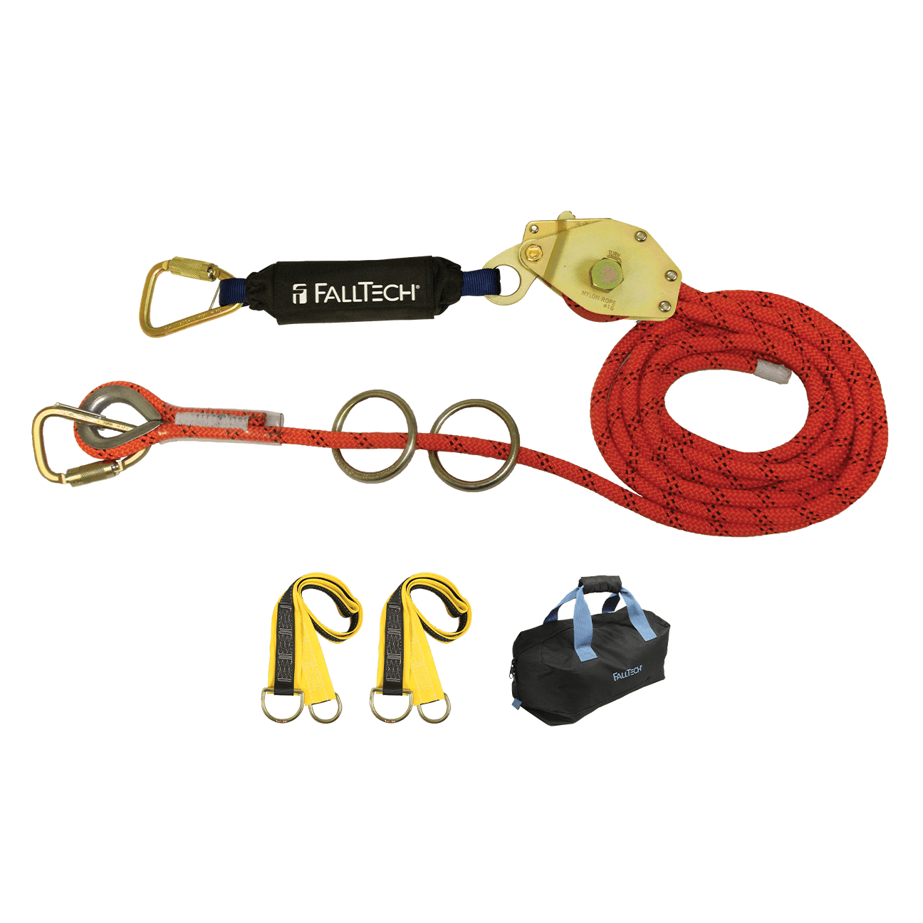 60' Temporary Rope HLL System; 2-person with Kernmantle Rope