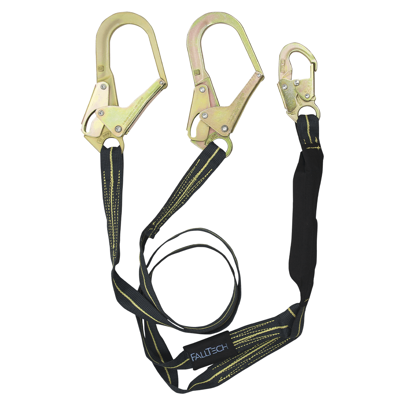 6' WeldTech® Kevlar® Energy Absorbing Lanyard, Double-leg with Steel Rebar Hooks