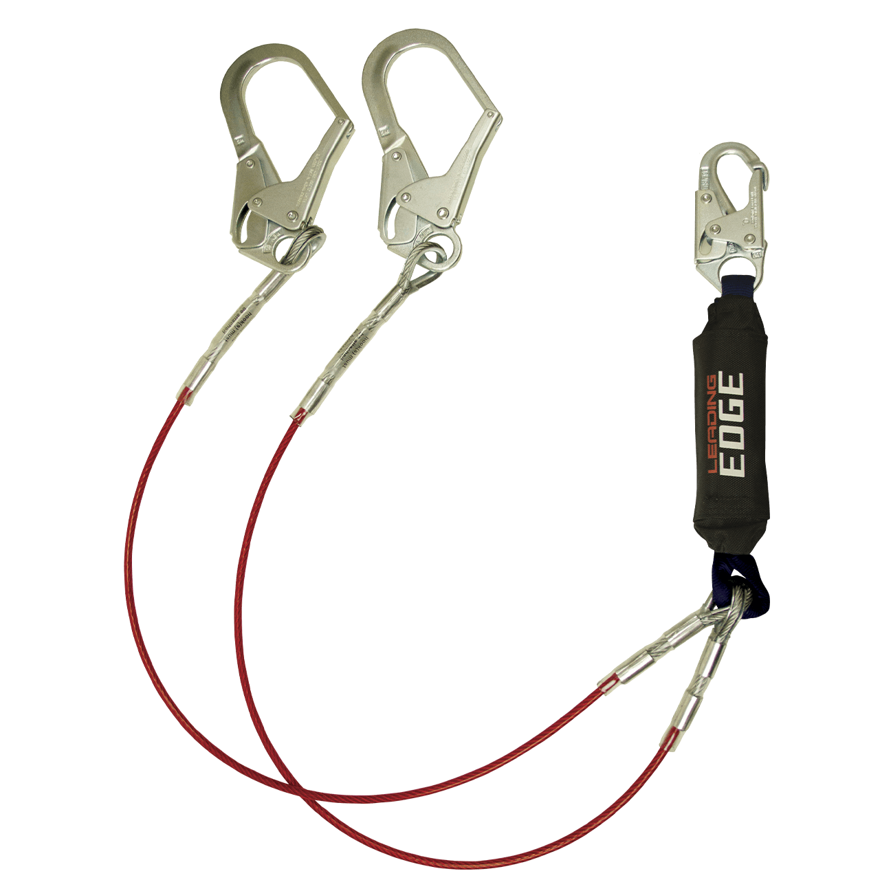 6' Leading Edge Cable Energy Absorbing Lanyard, Double-leg with Steel Connectors