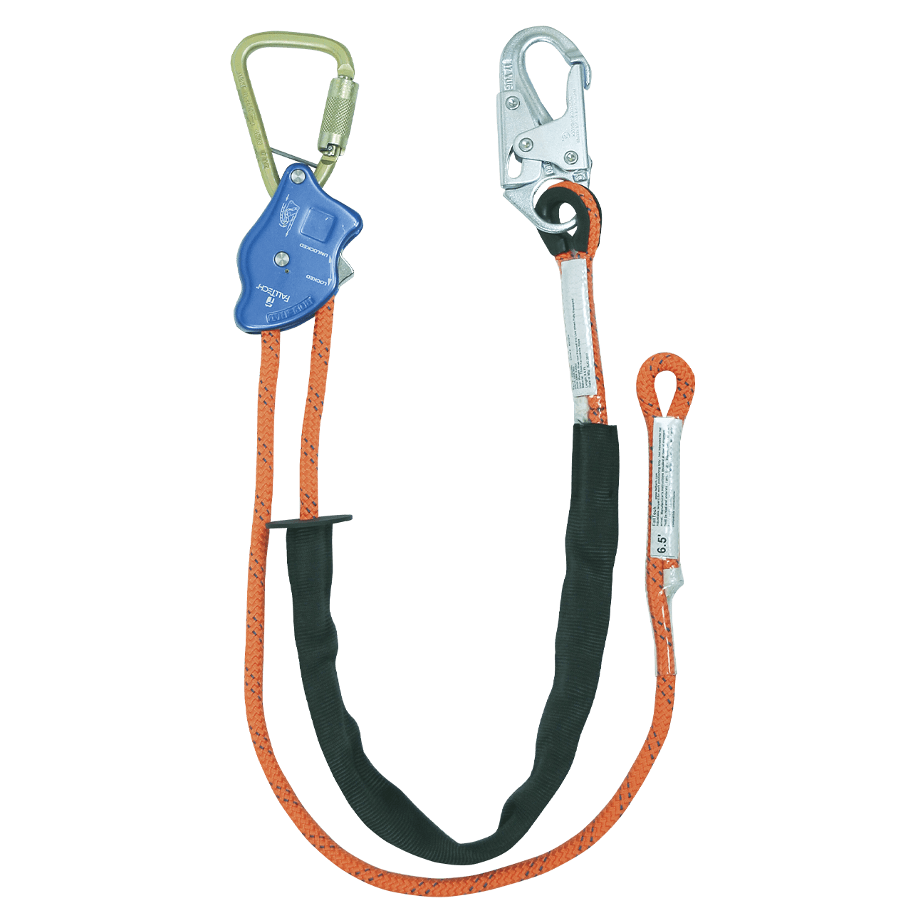 6.5' Rope Positioning Lanyard Alum CE Carabiner + Alum Carabiner