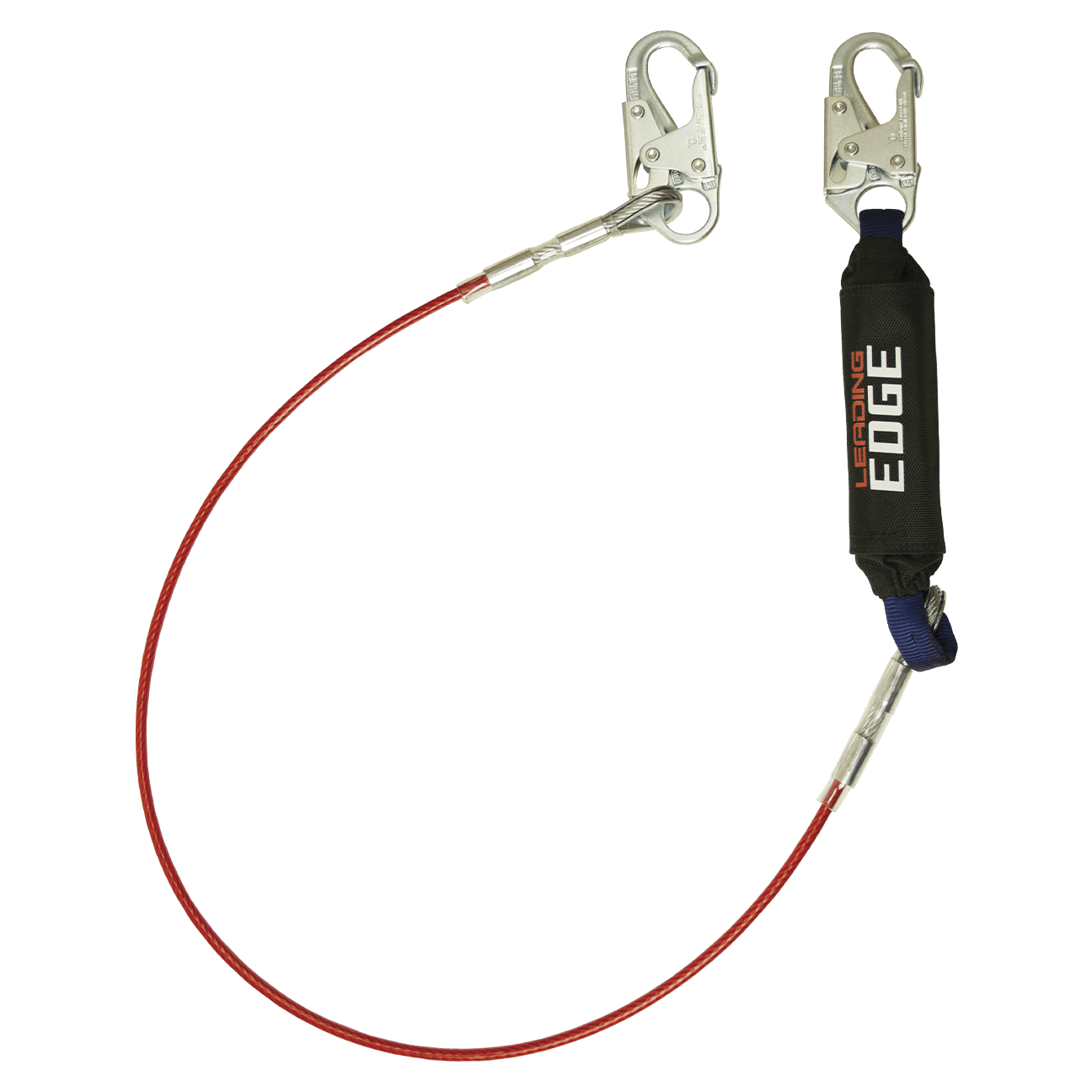 6' Leading Edge Cable Energy Absorbing Lanyard, Single-leg with Steel Snap Hooks