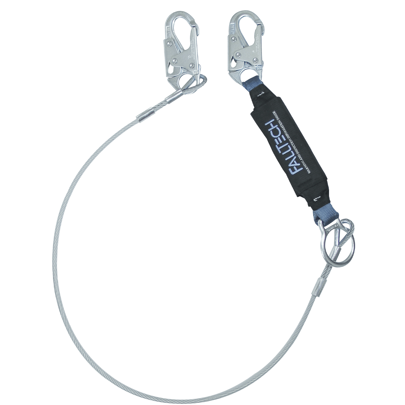 6' ViewPack® Coated Cable Energy Absorbing Lanyard, Single-leg with Steel Snap Hooks
