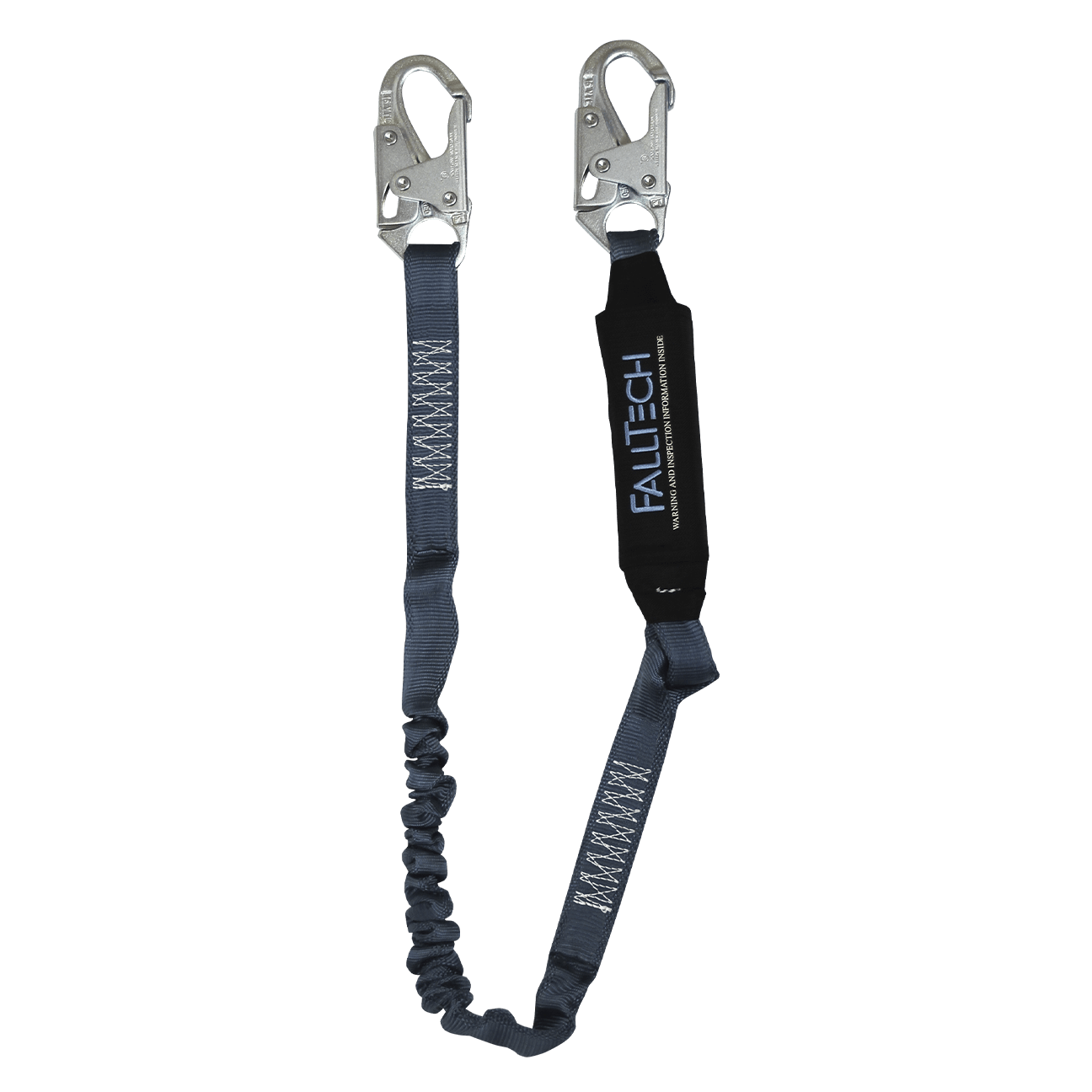4½' to 6' ViewPack® Elastic Energy Absorbing Lanyard, Single-leg with Steel Snap Hooks
