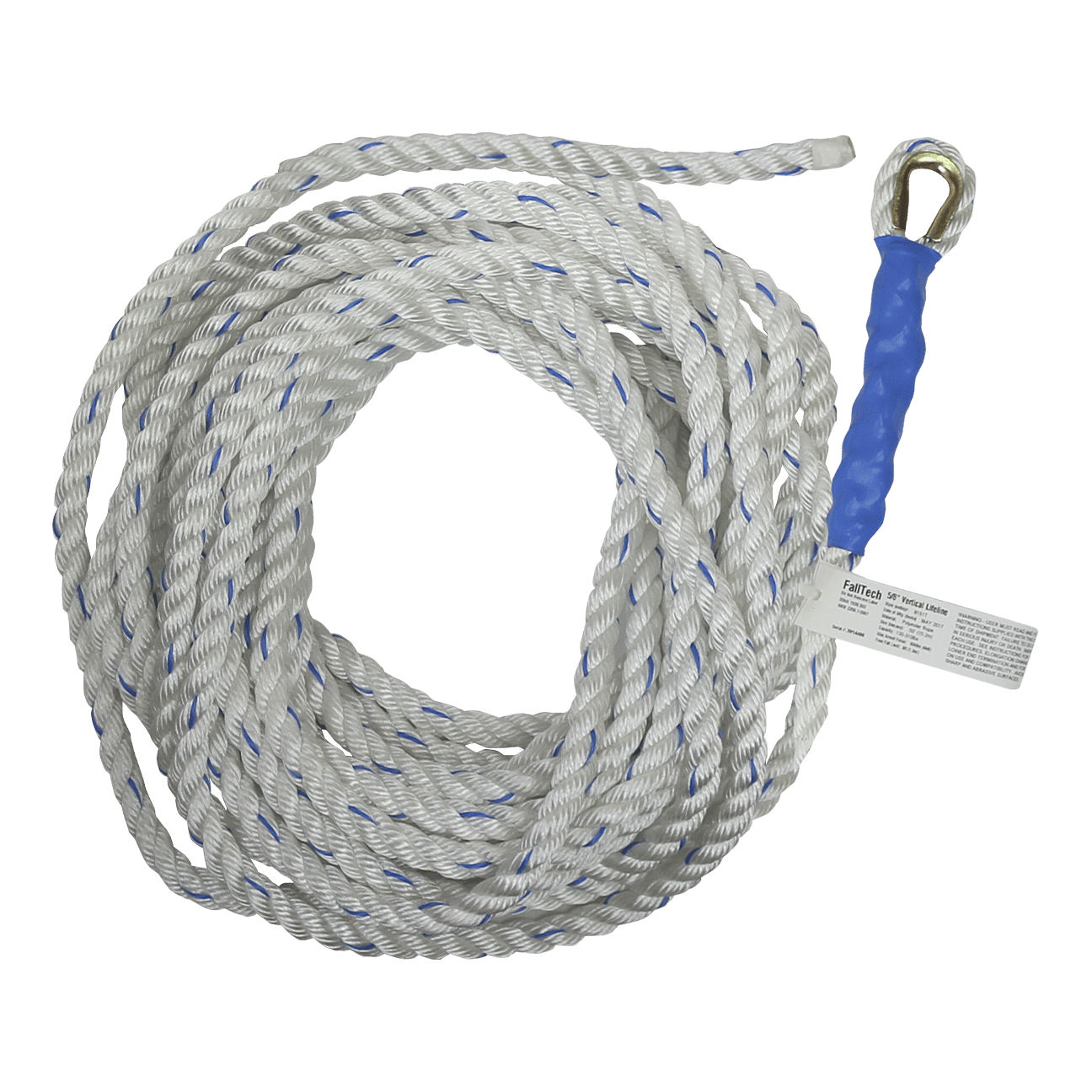 50' Premium Vertical Lifeline with Thimble-eye and Taped End