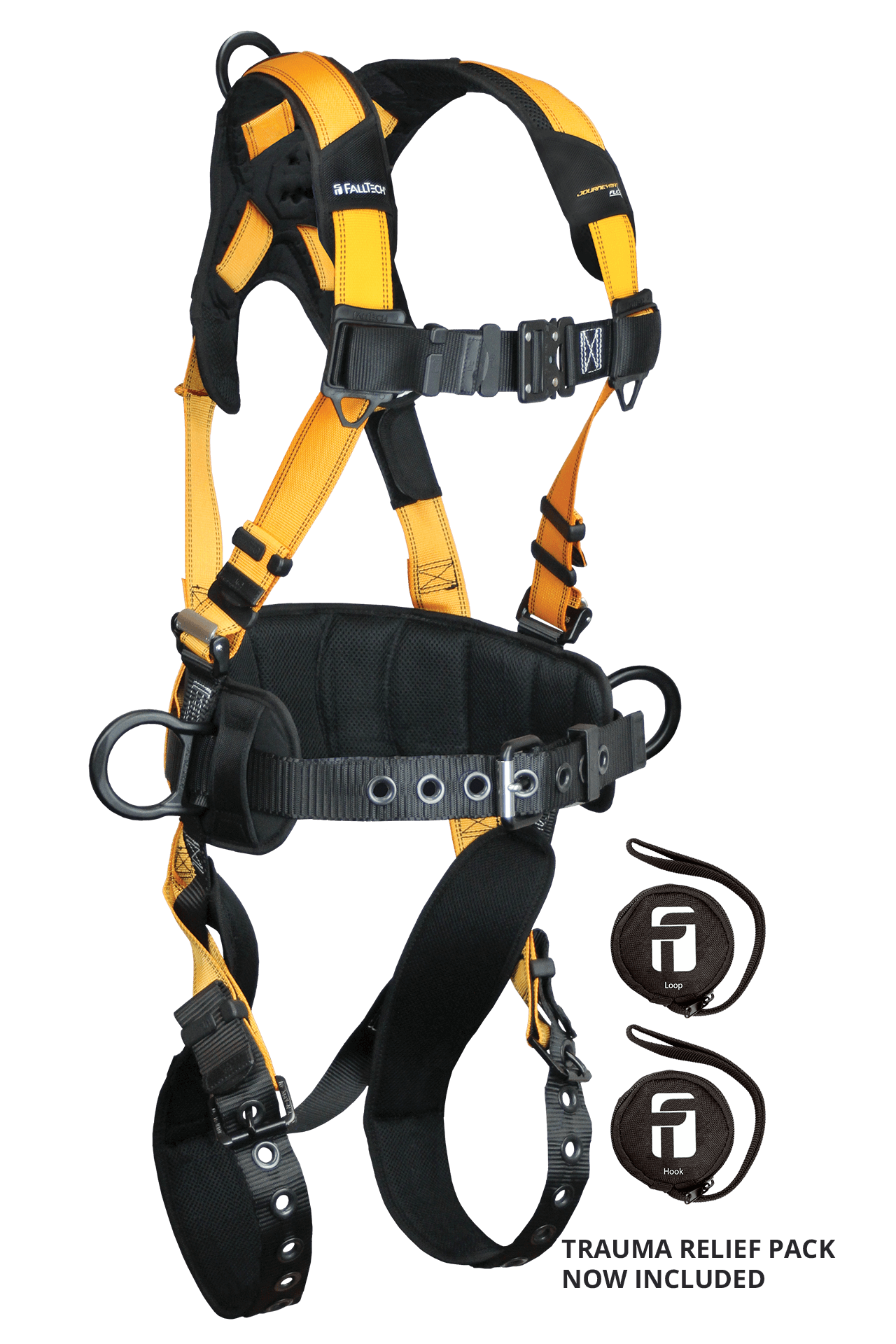 Journeyman Flex® Aluminum 3D Construction Belted Full Body Harness, Tongue Buckle Leg Adjustment