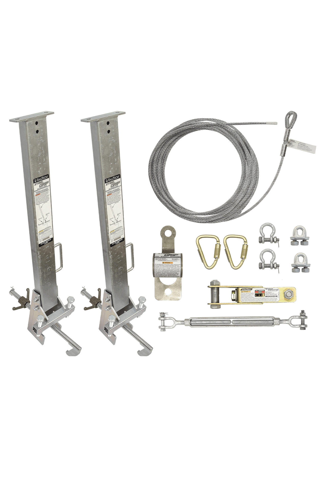 SteelGrip® Temporary Cable HLL System and Stanchions with 18" beam clamps