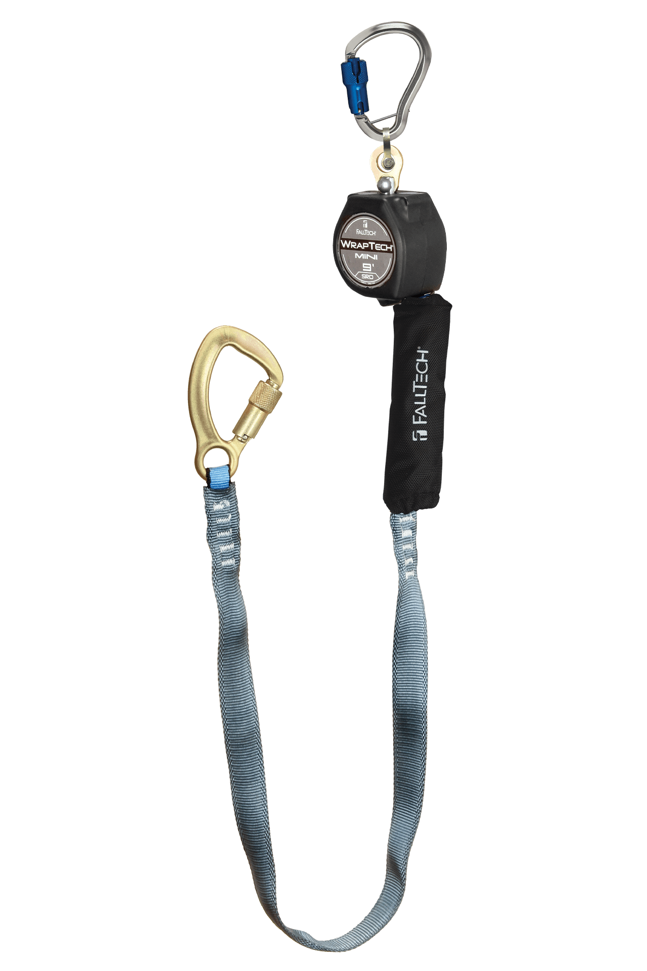 9' WrapTech® Mini Personal SRL with Steel 5k Carabiner, Includes Aluminum Dorsal Connecting Carabiner