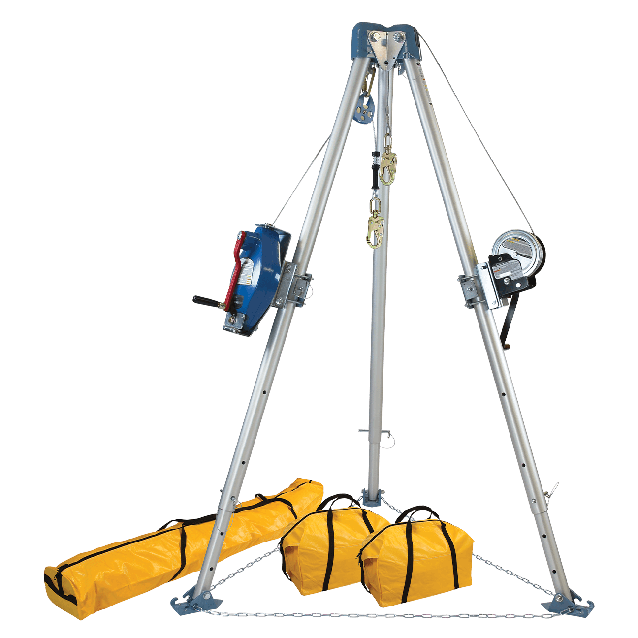 11' Confined Space Tripod System with 60' Stainless Steel SRL-R and Personnel Winch