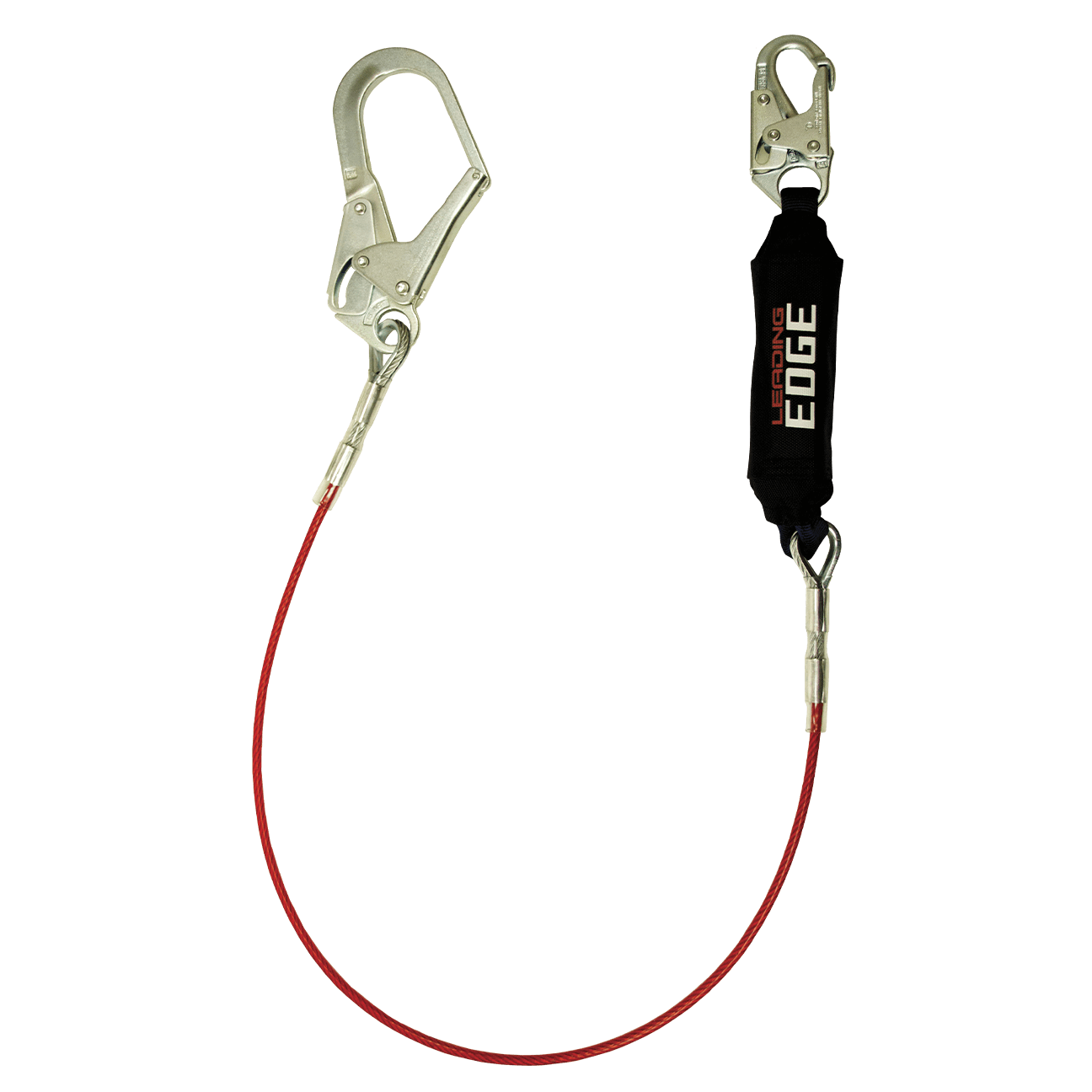 6' Leading Edge Cable Energy Absorbing Lanyard, Single-leg with Steel Connectors