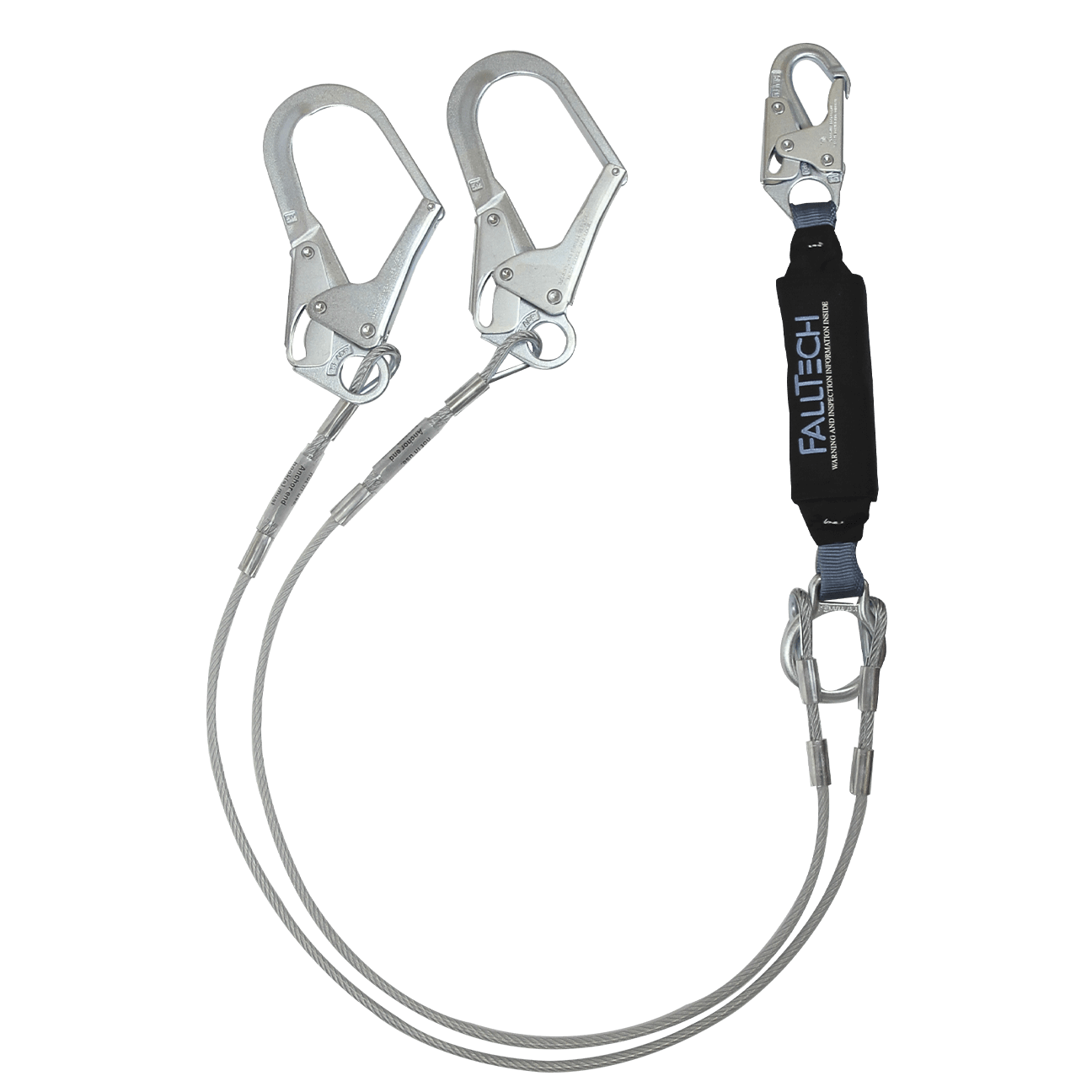 6' ViewPack® Coated Cable Energy Absorbing Lanyard, Double-leg with Steel Connectors