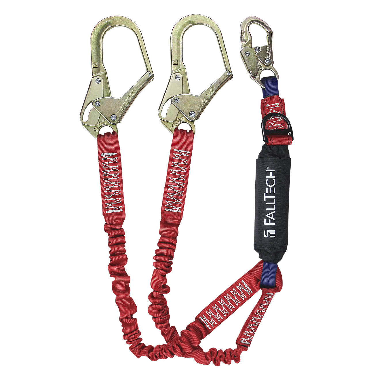 6' Ironman® 12' free fall Elasticated Energy Absorbing Lanyard, Double-leg with SRL D-ring