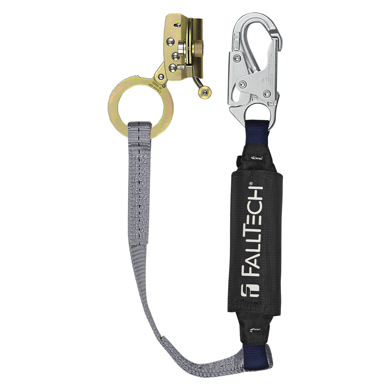 Hinged Trailing Fall Arrester with Anti-panic and 3' ViewPack® Energy Absorbing Lanyard