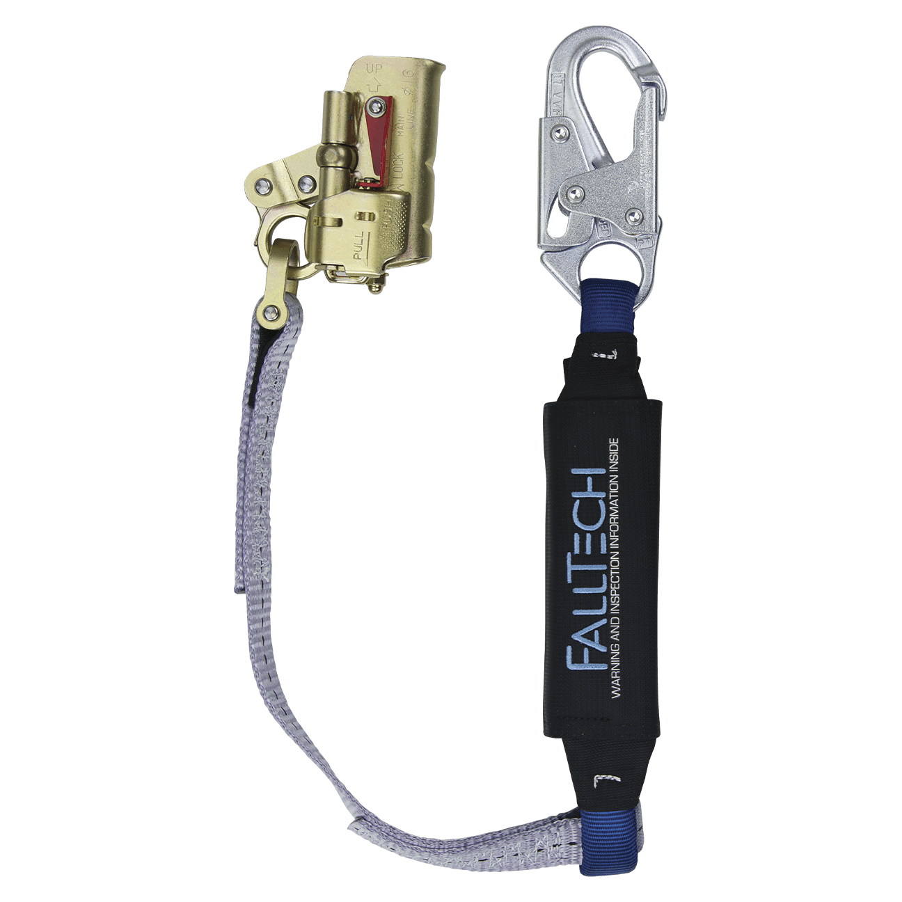 Trailing Rope Adjuster with Park Function and 3' ViewPack® Energy Absorbing Lanyard