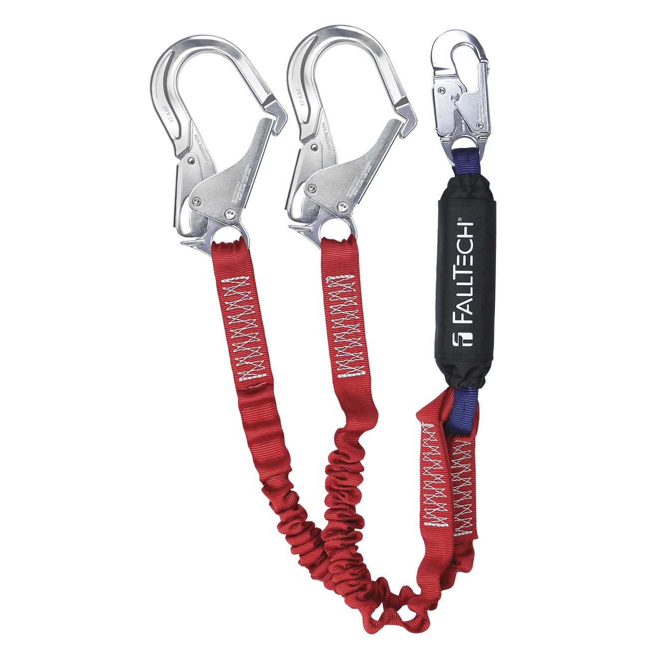 6' Ironman® 12' free fall Elasticated Energy Absorbing Lanyard, Double-leg with Aluminum Connectors