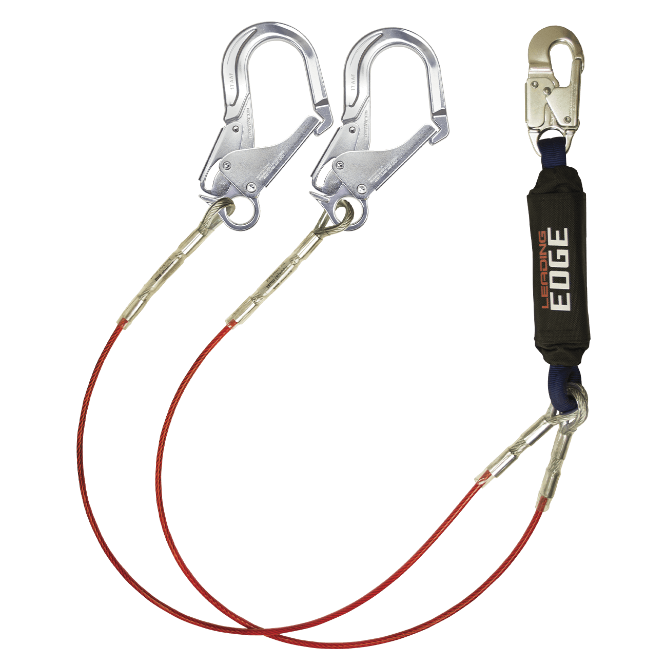 6' Leading Edge Cable Energy Absorbing Lanyard, Double-leg with Aluminum Connectors