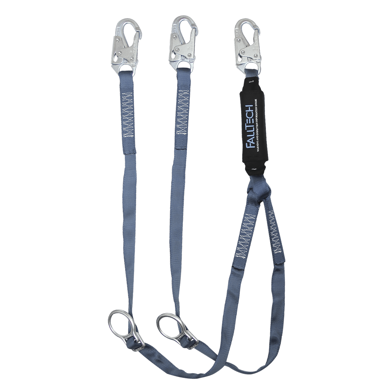 6' ViewPack® Tie-back Energy Absorbing Lanyard, Double-leg with Steel Snap Hooks