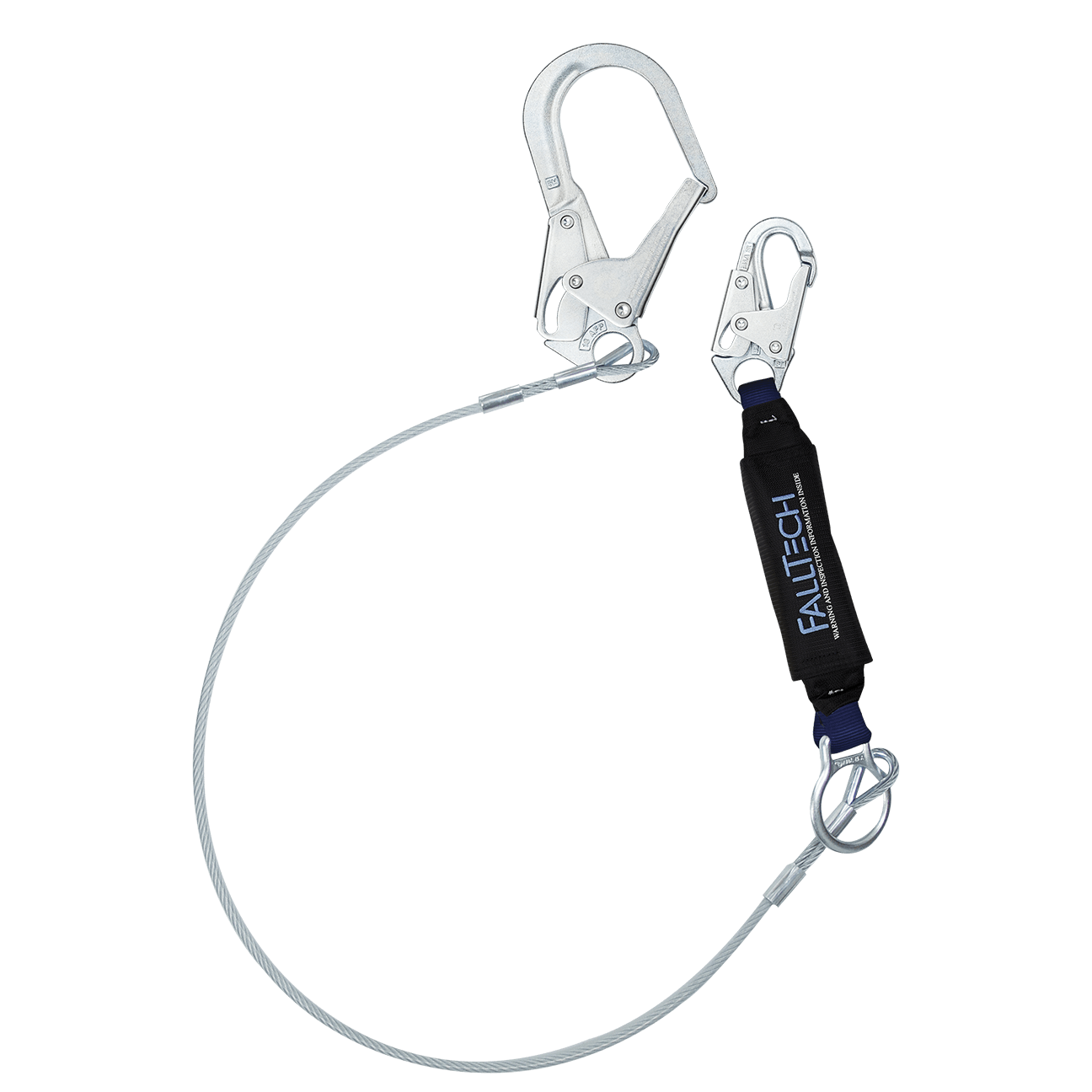 6' ViewPack® Coated Cable Energy Absorbing Lanyard, Single-leg with Steel Connectors