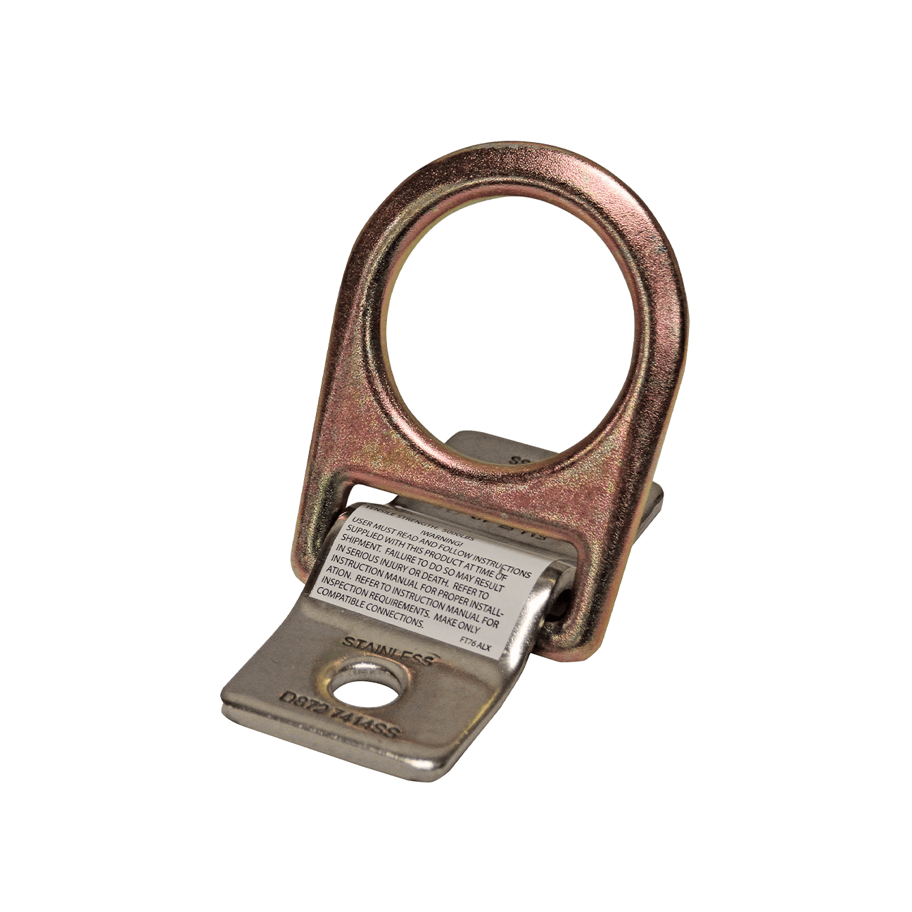 Bolt-on D-ring Anchor with Stainless Steel Installation Plate