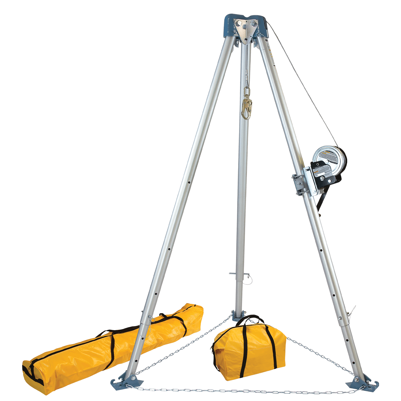 11' Confined Space Tripod System with 60' Galvanized Steel Personnel Winch