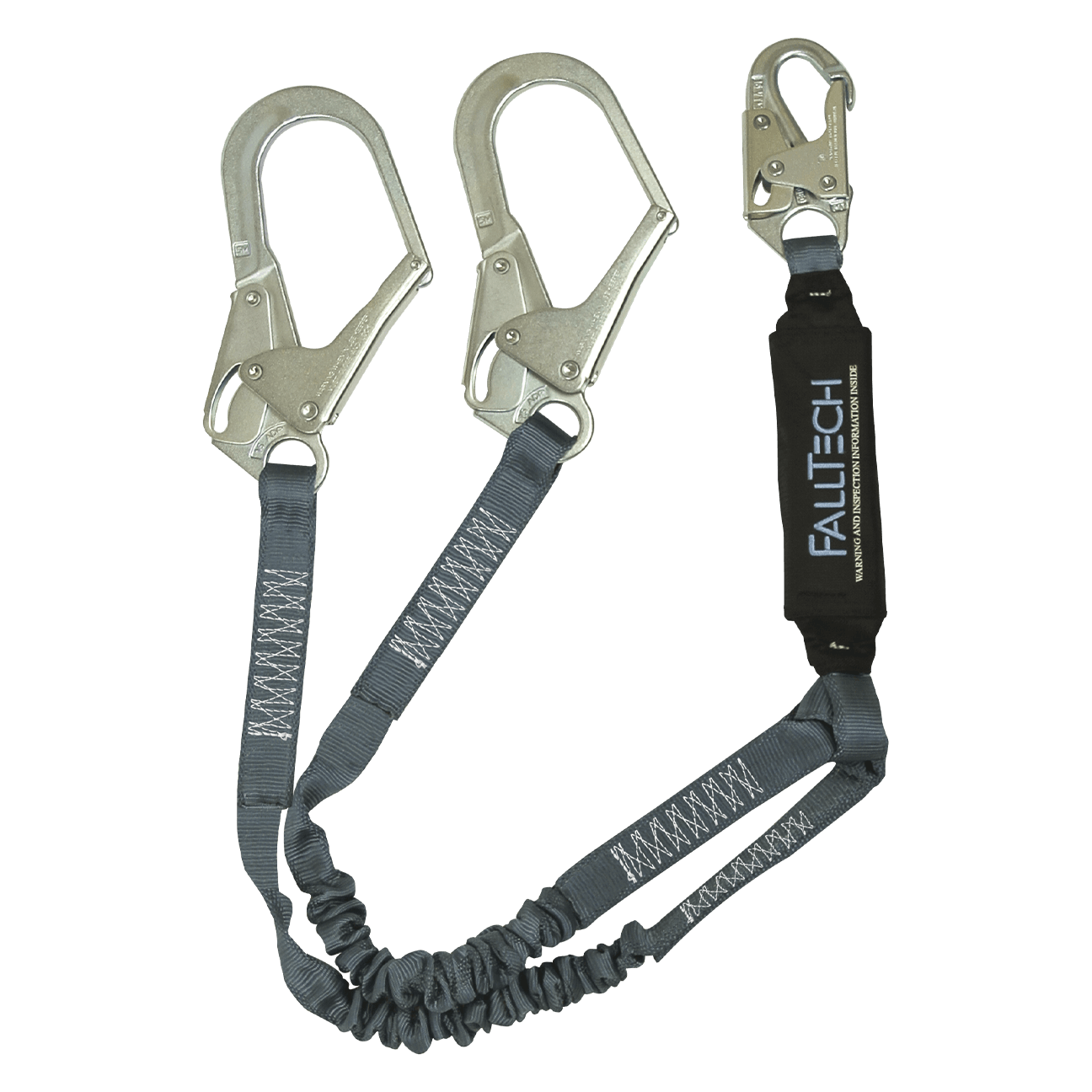 4½' to 6' ViewPack® Elastic Energy Absorbing Lanyard, Double-leg with Steel Connectors